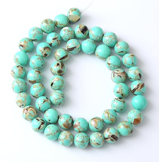 10MM 38PCS Peacock Blue Shell Turquoise Spacer Loose Beads for Jewelry Making DIY Bracelet Necklace