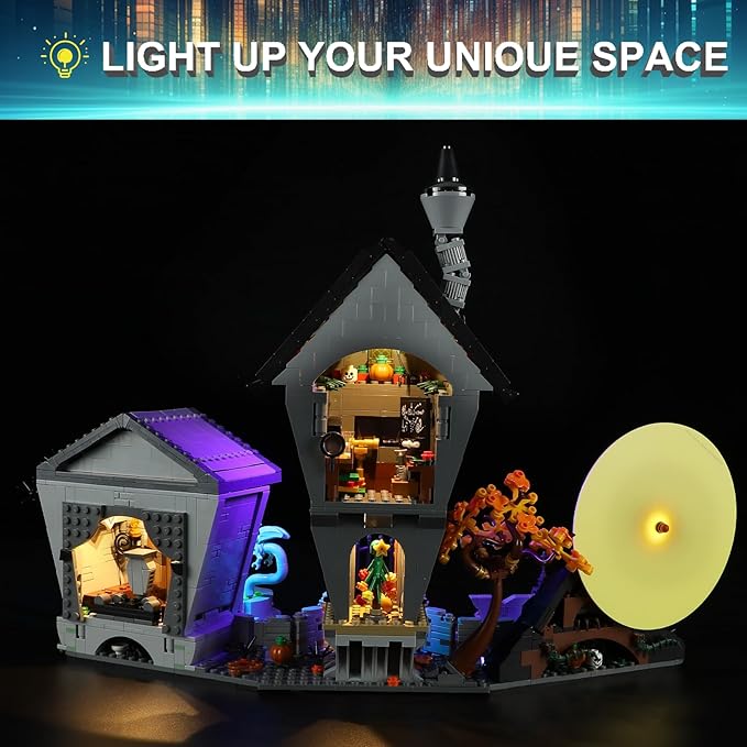 LED Light Kit for Lego 21351 Disney Tim Burton's The Nightmare Before Christmas Set, Blue Underglow Lights Compatible with Lego 21351 Set (Not Include Blocks Set)