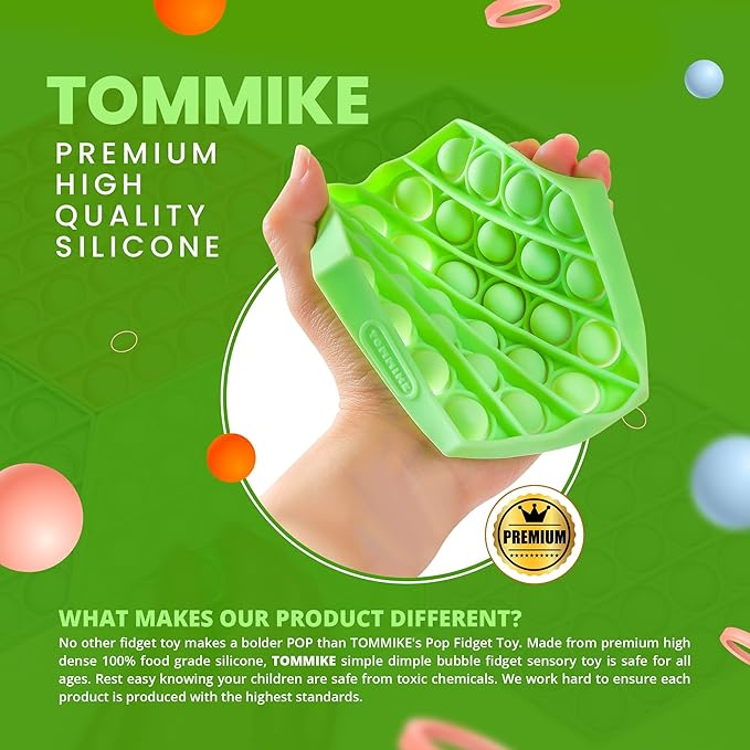 TOMMIKE Hexagon Push Pop Fidget Toy Bubble Sensory for Anxiety & Stress Relief Special Needs Autism Learning Office School Game Crafts Kids Adults (Ultimate Gray)