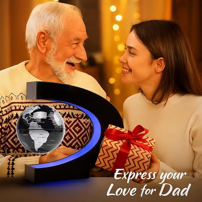 Magnetic Levitation Floating Globe with LED Light Anti Gravity Levitating World Map Office Home Bedroom Desk Gadget Decor Unique Birthday Gift for Men Kids Husband Boss