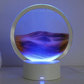 Moving Sand Art Liquid Motion, 3D Deep Sea Sandscape Color Quicksand Decor, Round Glass Moving Sand Art Picture Relaxing Desktop Home Office Work Decor (Orange, 6 inch)