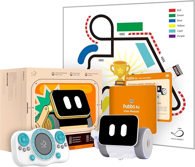 WhalesBot Pubbo Air Play & Education Robot for Kids, Voice & Touch & APP Control, STEM & Coding Robot with Multiple Sensors, Modular/Scratch Programming, Best Educational Gift for Boys & Girls Ages 6+