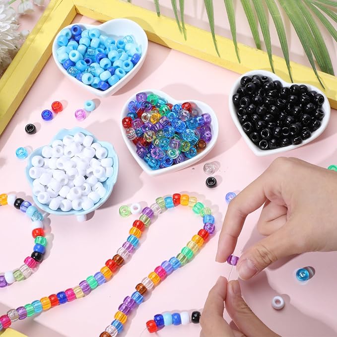 21000 Pcs Pony Beads Bulk 6 x 9 mm Plastic Kandi Beads for Bracelet for Multicolor Craft Making Rainbow Necklace Jewelry Key Chain DIY Braids(40 Colors)