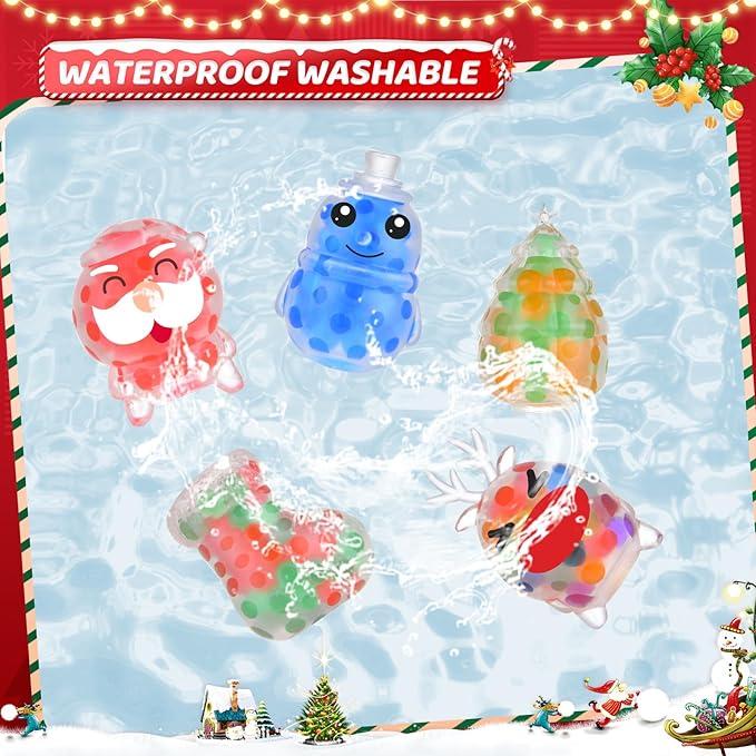 25 Pack Christmas Mini Squeeze Balls Toys, Christmas Stress Ball Pack Perfect for Christmas Party Favors Christmas Sock Fillers Gifts