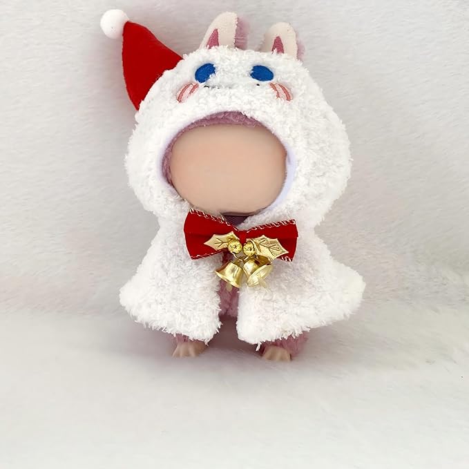17cm Doll Clothes Set(No Doll), Hat & Overalls Set for 17cm Labubu Suit, Cute Cloth for Dress up Unique Style Dolls Outfit Stylish Clothes for Labubu (Snowman Cloak)