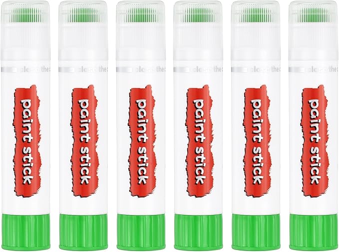 PATIKIL Tempera Paint Sticks, 6 Pcs Solid Tempera Paints Sticks Washable Bulk Markers Pen Quick Drying for Artists Beginners Art Supplies, Yellow-Green
