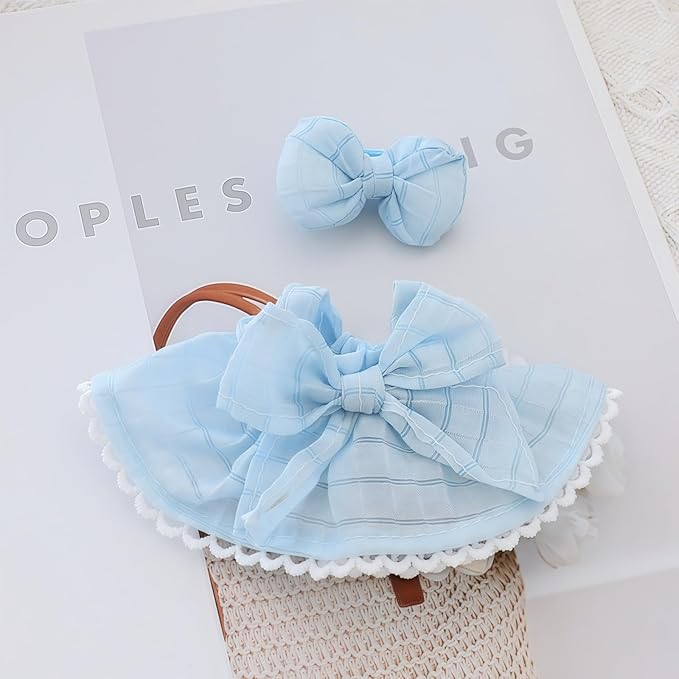 Clothes for Dolls Accessories (No Doll), Kawaii Skirt Outfit Set 2 Pieces for 15cm 17cm Doll Suit, Stylish Dress Up Bowknot Doll Clothing Set Replacement Blue