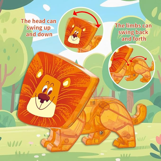 Magnetic Tiles Set Grassland Animals Theme Toys, Magnet Tiles Building Blocks Toys for Kids Ages 5-7 Year Old to STEM Learning