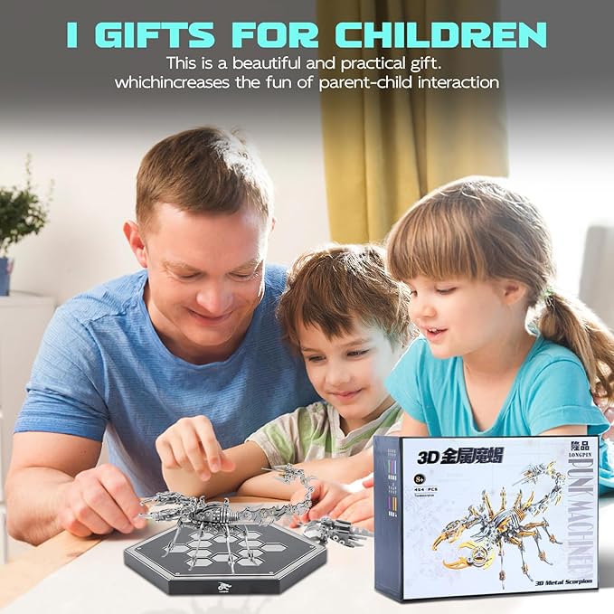 3D Metal Scorpion Puzzle - Laser-Cut DIY Challenge, Lifelike Collectible Decor for Adults & Teens, for Puzzle Enthusiasts & Nature Lovers(Steel Color)