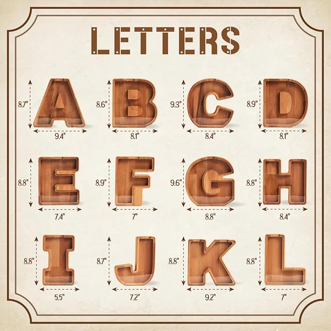 Personalized Wooden Piggy Bank – Custom Letter K Coin Bank in Beech Wood with Clear Acrylic Front, Engraved Name Option, Money Saving Box for Kids and Adults