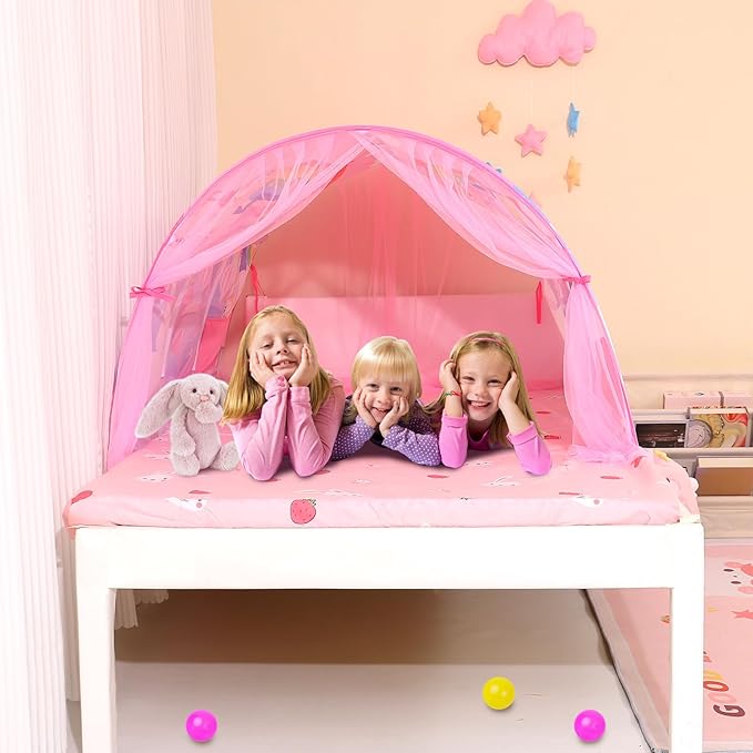 Bed Tent for Kids Lucky Castle Bed Tent Foldable Play House for Children Play Tents for Girls Boys Sleeping Canopy Playhouse
