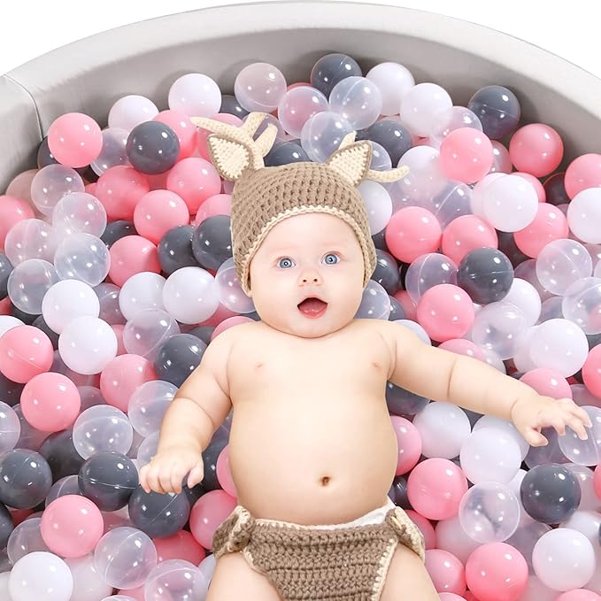 Ball Pit Balls Pack of 100 200 500 - Star and Round Set BPA Free Phthalate Free Non-Toxic Crush Proof Play Balls Soft Plastic Balls for Toddlers Baby Kids Birthday Pool Tent Party