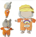 17cm Doll Clothes Set(No Doll), Hat & Overalls Set for 17cm Labubu Suit, Cute Cloth for Dress up Unique Style Dolls Outfit Stylish Clothes for Labubu (Orange Suit)