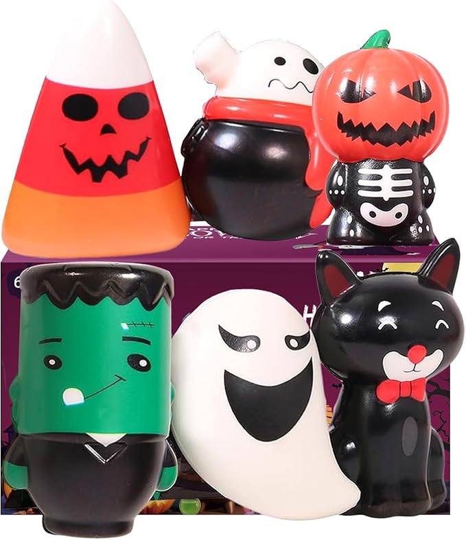 New 6 Pcs Halloween Squishy Toys,Halloween Squishies Party Favors Slow Rising Gift Box Halloween Treat Bag Classroom Prizes Soft Stress Relief Toys for Kids Toddlers(6pcs-2)