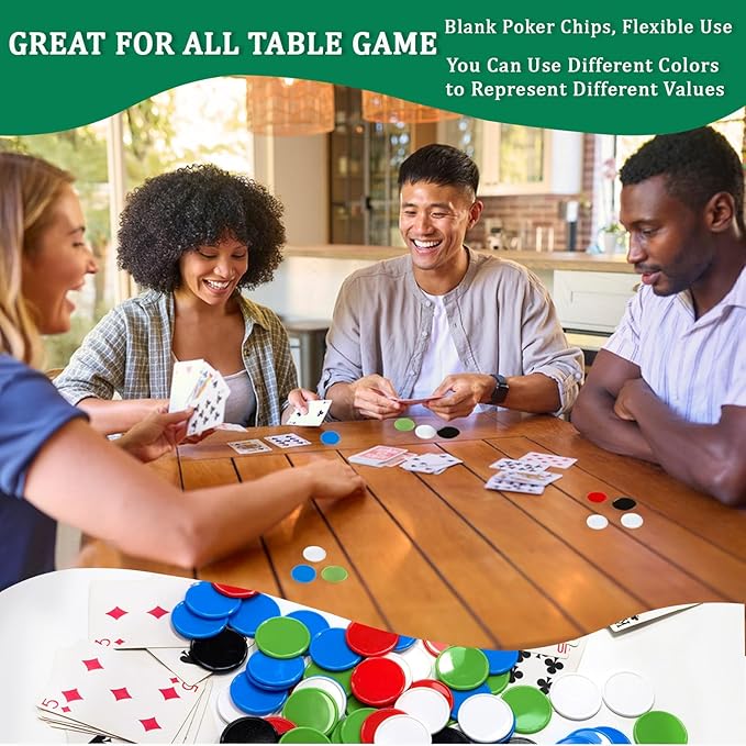 100 PCS Plastic Poker Chips Set, 1.45 Inch Colored Bingo Game Chips, Casino Chip for Game Tokens, Math Learning Counters for Ki ds Classroom, Blackjack, Party or Family Poker Card Games, Texas Hold'em