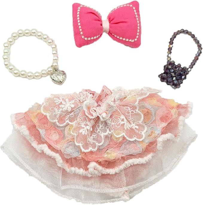 Doll Clothes Set & Outfit for Blind Box Dolls of 5.91-6.7inch (15-17cm) with Accessories Luxury Chic Stylish Adorable Cute Unique Style of Dolls Clothes for Dress up 4 Pieces (No Doll) (J)