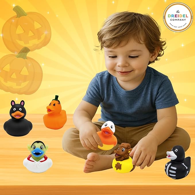 The Dreidel Company Kids Halloween Rubber Duck Toy Duckies, Fun Bath Birthday Gifts Baby Showers Summer Beach and Pool Activity, 2" (6-Pack)