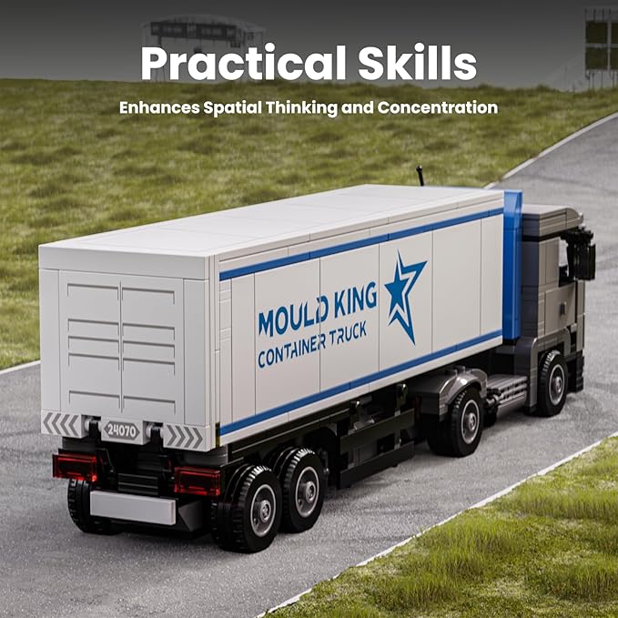 Mould King Container Truck Building Set, Realistic American Style Container Truck Model for Boys/Girls Ages 8+, 24070 STEM Toy Vehicles with Detailed Interior, Collectible Model for Adults (548 PCS)