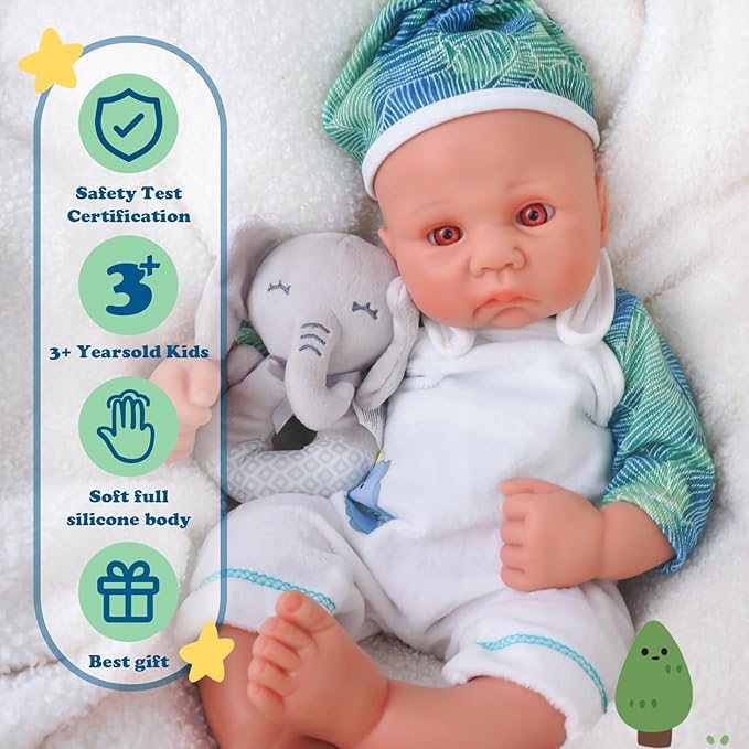Boy 15 Inch, Full Silicone Baby Doll, Realistic Baby Dolls, Realistic Veins & Pose, Not Vinyl, Reborn Baby Dolls Silicone Full Body, Gift Set