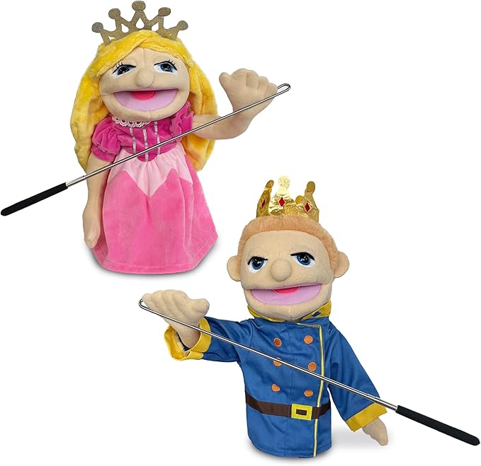 Hand Puppets Professional Characters, Princess and Prince Role-Playing Storytelling Hand Puppet for Kids Age 4-8 Puppets with Movable Mouths and Control levers