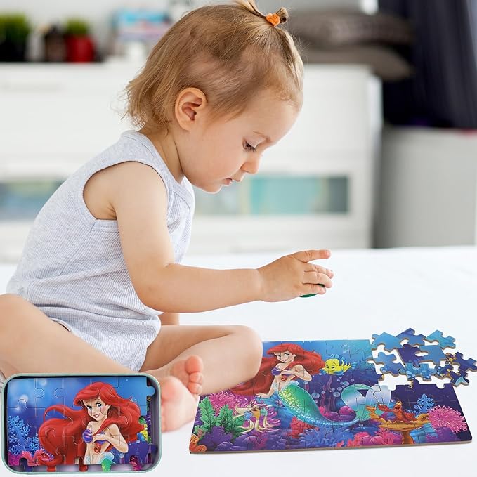 Princess Puzzles for Kids Ages 4-8 60 Pieces - Jigsaw Puzzle for Girls and Boys in Metal Box - Educational Toys for Ages 3-5 (Princess 0677)