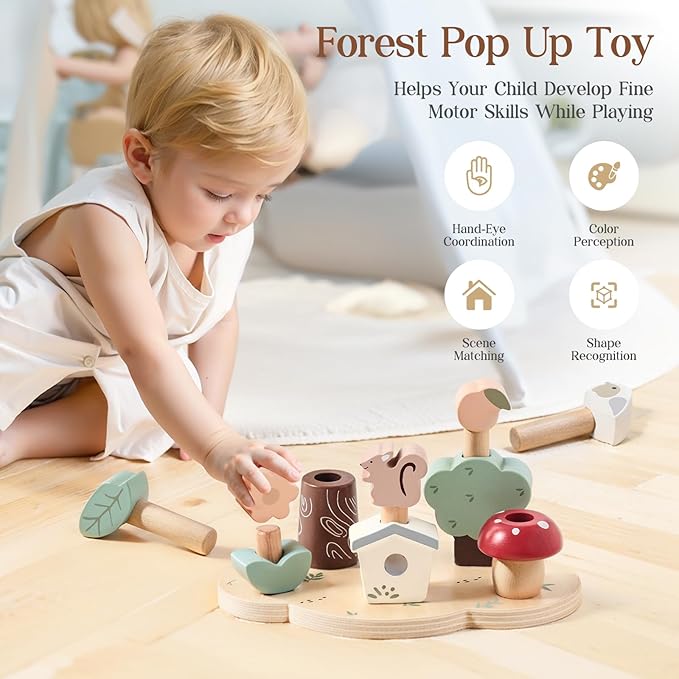 Pop Up Toy Color Sorting Wooden Toys | STEM Montessori Toys Color Matching Toy for Toddlers | Preschool Learning Educational Toy Birthday Gifts for Kids Boys Girls Ages 12 Months+