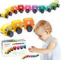 Cubika Wooden Rainbow Caterpillar – Magnetic Sorting Train Toy for Kids Ages 3+– Wooden Learning Toy for Colors, Shapes, and Fine Motor Skills