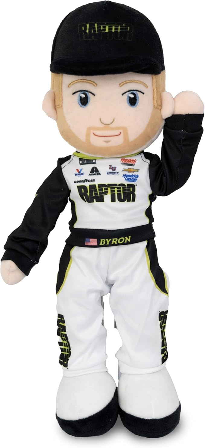 Playtime by Eimmie NASCAR-Themed Soft Baby Doll, 14-Inch Plush Racing Rag Doll for Kids, Hendrick Motorsports William Byron (Raptor) Plush Figure, Fabric Stuffed Toy for All Ages