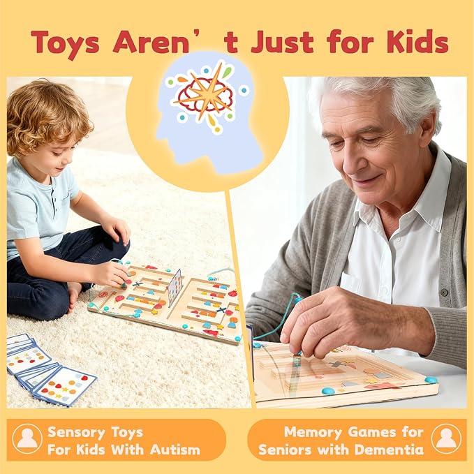 Busy Board,Kids Montessori Magnetic Wooden Toys: 3 4 5 6 7 Year Old Birthday Gifts for Boys Girls Preschool Educational Learning Activities Toy Sensory Autistic Puzzle Battle Game for Toddlers