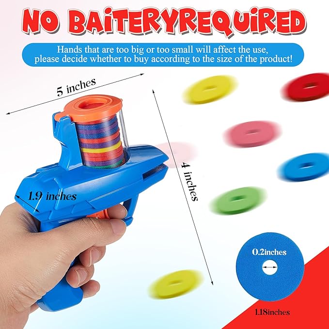 Sumind 2 Pcs Foam Disc Shooter Zip Shot Shooter Disc Launcher (Red,Blue)