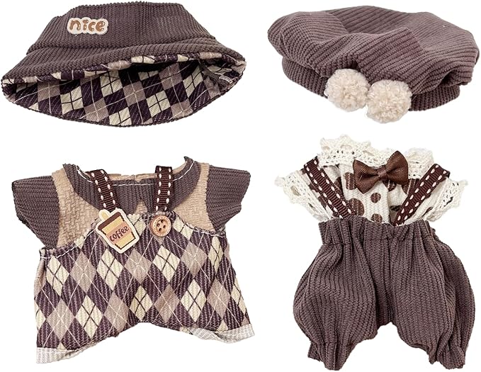Clothes for 17cm Dolls 2 Set, Cute Hat & Outfit Set for Dolls, Adorable Dress-Up Accessories for Doll