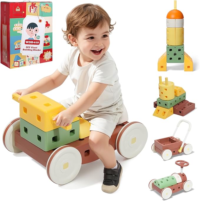 41PCS DIY Jumbo Building Blocks for Kids 3+ Year Old Big Montessori Toys Stacking Blocks, Toddler Developmental Play Toy Set, Birthday Christmas Gifts for Boys & Girls