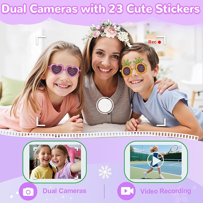 Lapare Kids Smart Phone Toys, Christmas Birthday Gifts for 3-8 Year Old Girls, Touchscreen HD Dual Camera Cell Phone with 32G SD Card(Purple)