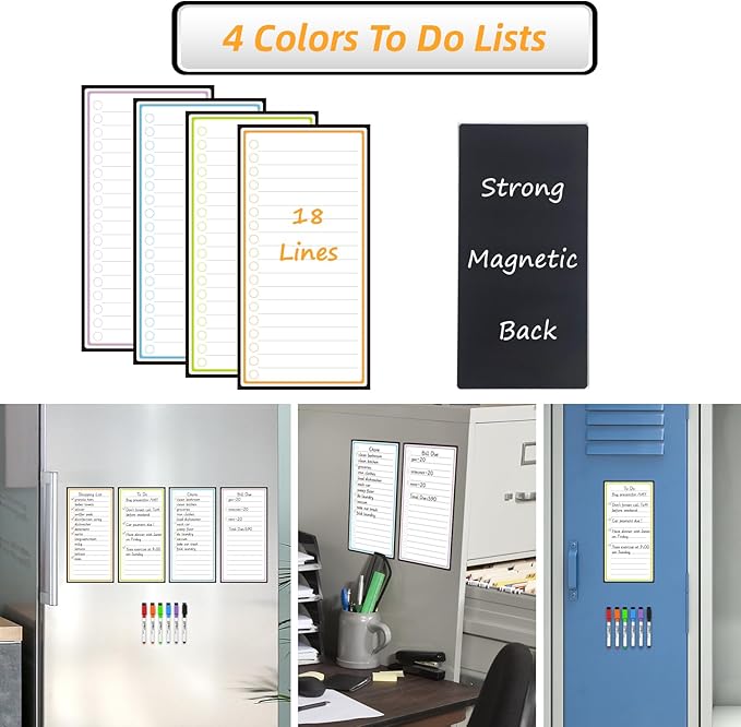 JJPRO Magnetic Dry Erase Chore Chart for Fridge-14.5"x11" Chore Chart for Multiple Kids & Adults, 4 to Do Lists for Refrigerator -Dry Erase Chore Board -Behavior Chart for Multiple Kids