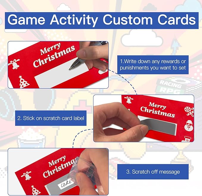 50 Pack Scratch Off Cards, DIY Custom Christmas Scratch Off Stickers, Your Own Game Tickets for Prizes Gift Scratch Cards for Small Business Holiday Birthday Party Favors Games Supplies (Red)