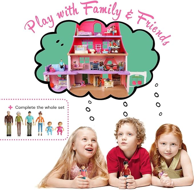 Beverly Hills Sweet Li'l Family Dollhouse People Set of 3 Action Figure Set: Boy, Girl, and Toddler
