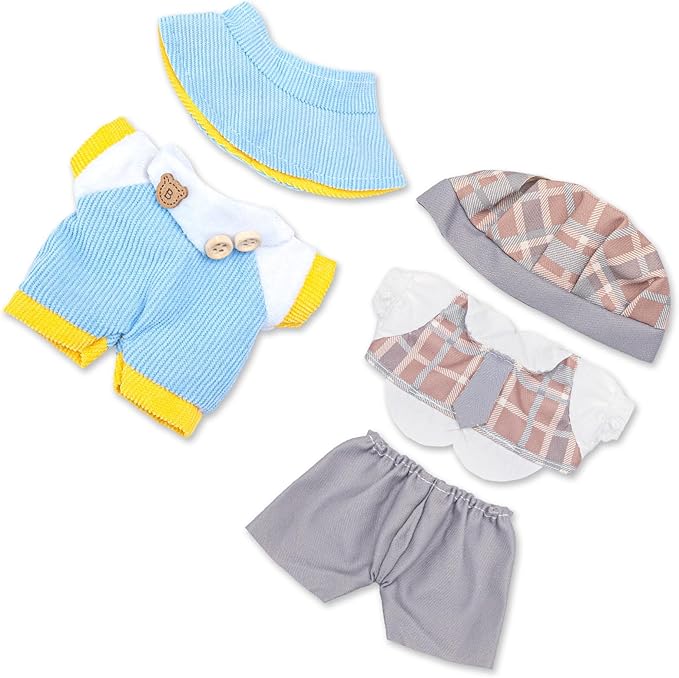 4 Pack—17cm Plush Doll Clothes,Premium Doll Outfit with Accessories,Princess Skirt,Cute Clothes Outfit for 17cm Dolls,End Dress Up Fashion Clothing Set(No Dolls and Shoes) (Set L)