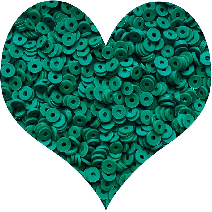 3000Pcs Clay Beads Flat Round Polymer Bead Vinyl Heishi Beads Flat Round Polymer Bead for Jewelry Making Necklace Bracelet （33-Green