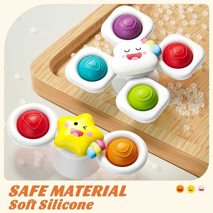 SpringFlower Baby Toys, Suction Cup Spinner Toys for 6 12 18 Months Toddlers, Birthday Baby Gifts Sensory Toys Bath Toys Travel Table Toy