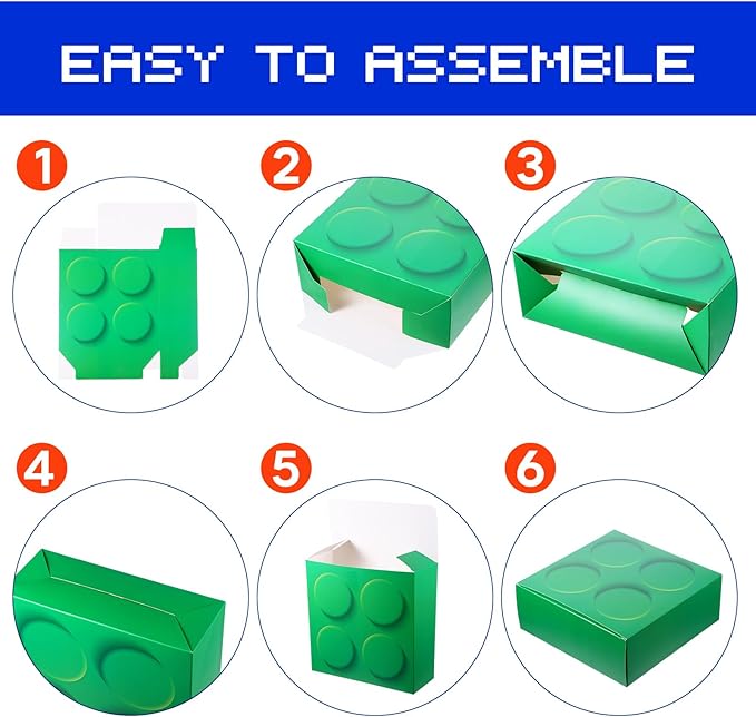 Zhanmai 7 Pcs Paper Building Blocks Boxes in 4 Size Mystery Party Stacking Props Brick Treat Gift Case for Birthday Game Favors Decorations Boys Girls