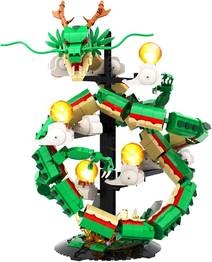 Dragon Building Set for Adult Boys Girls 14+, 1826 Pcs Chinese Loong with 7 Light Beads Collectible Display Model Home Office Decor, Animal Toy Building Block Set, Creative Birthday Gifts