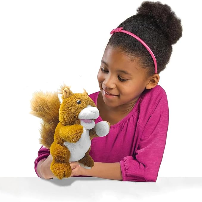 Hand Puppets,10" Squirrel Hand Puppet for Kids,Hand Puppets for Toddlers 1-3 and Kids with Movable Mouth,Sloth Stuffed Animal Plush Puppets Toy Gift for Interactive Storytelling (Squirrel)