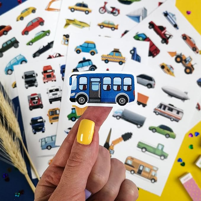 BulbaCraft Truck Stickers - Construction Stickers - Train, Airplane, Tractor, Boat, Fire Truck and Race Car Decals – Extra Durable Waterproof Vehicle Decals, Gifts for Women & Men