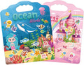 2 Set Reusable Sticker Books for Toddlers 2-4 Years, Puffy Reusable Sticker Activity Book for Kids Toddlers 1-3 Girls Boys Birthday Gifts Include Princess&Ocean