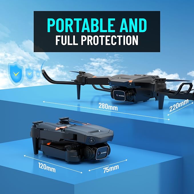 Drone with Camera for Adults Kids, 1080P HD FPV Foldable RC Quadcopter with Upgrade Altitude Hold, One-Key Take Off/Landing, Gesture Control, 90° Adjustable Lens, Headless Mode, 2 Batteries, Carrying Case, 3D Flip