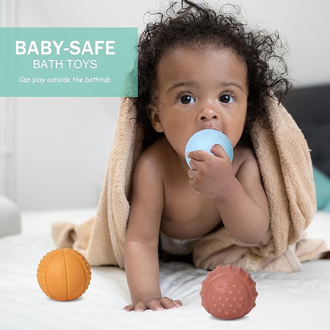 Sensory Balls for Babies,Ball for Toddlers 1-3, Soft & Textured Montessori Baby Toys 6 to 12 Months,Wheat Straw Soft Montessori Toys for Babies