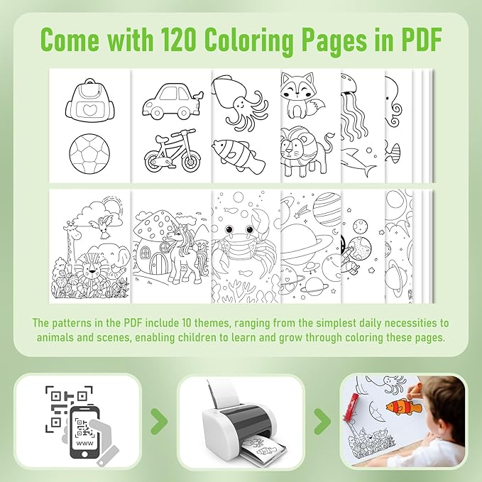 36 Colors Tempera Paint Sticks with 120 PDF Coloring Pages and 30 Stickers, Quick Drying, Smooth, Non-Toxic and Washable Paint Sticks for Kids Drawing on Pumpkin, Wood, Rock, Glass