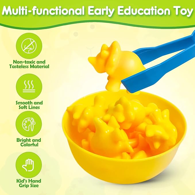 Counting Dinosaur Toys Matching Games with Sorting Bowls Sorting Toy for Toddlers Preschool Learning Activities for Math Color Sensory Montessori Fine Motor Skills for 3 4 5 Years Old Boys Girls