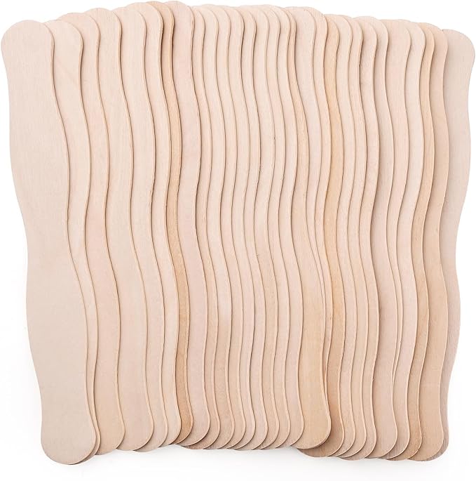 8" Jumbo Wood Wavy Popsicle Sticks,50 Pcs Fan Sticks,Fan Handles,Extra Large Natural Wood Craft Sticks,Jumbo Sticks for Wedding Programs,Waxing,Craft Project,DIY Classroom Crafts,Woodcraft