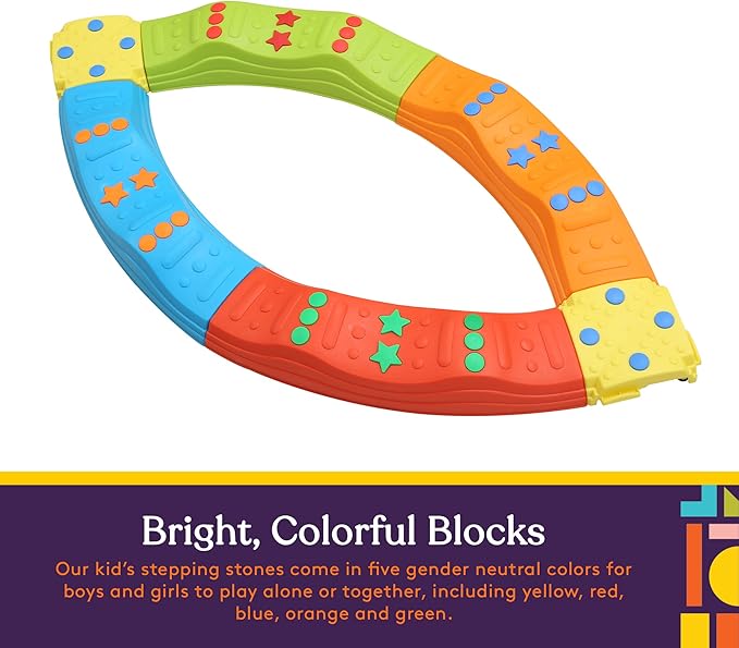 Special Supplies 20 Piece Stepping Stones for Kids, Indoor and Outdoor Balance Blocks Promote Coordination, Balance, Strength Child Safe Rubber Bottom